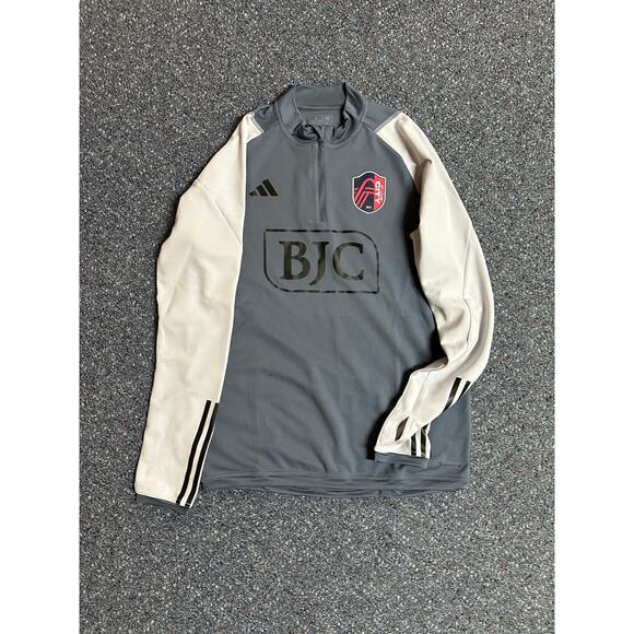 Large Gray Adidas St. Louis CITY SC BJC Practice Pullover - Picture 1 of 7